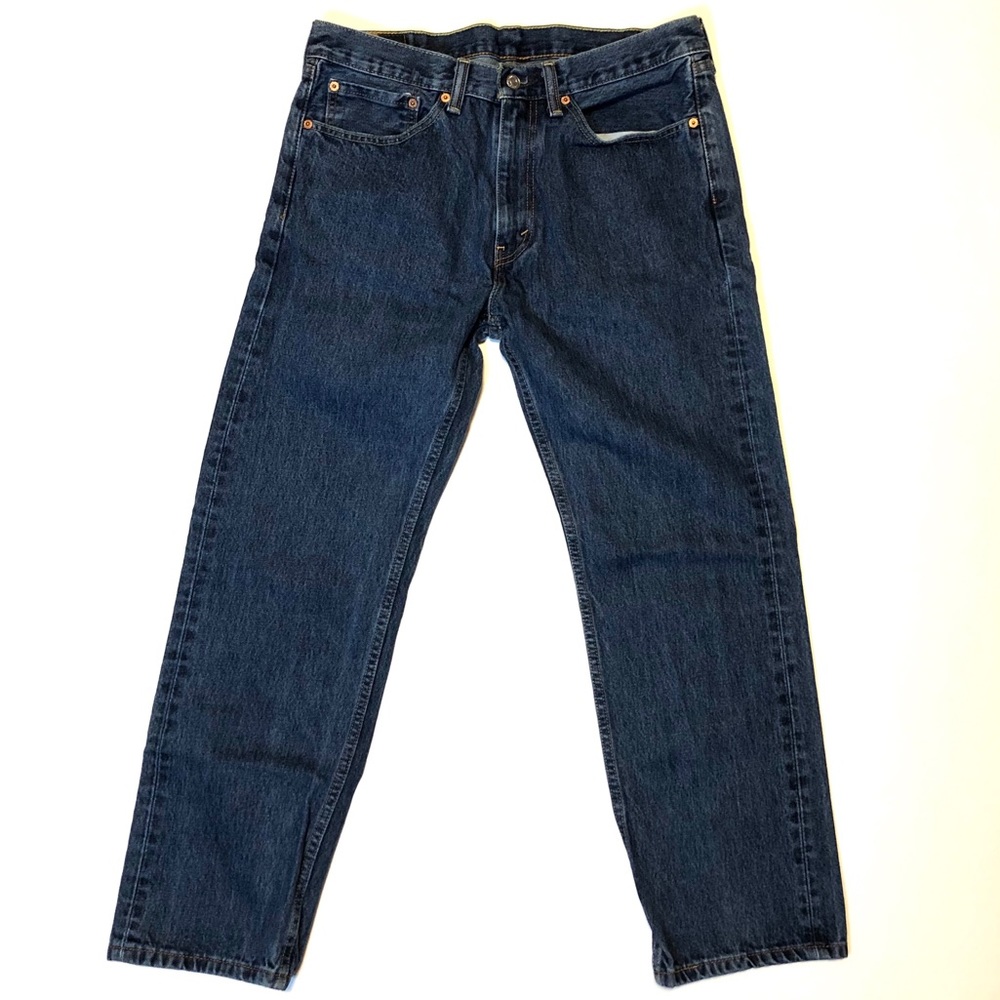34x30 Levi’s 505 Men’s Regular Fit Dark Blue Jeans - Picture 5 of 8